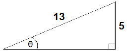 Triángulo con cateto opuesto 5 e hipotenusa 13.